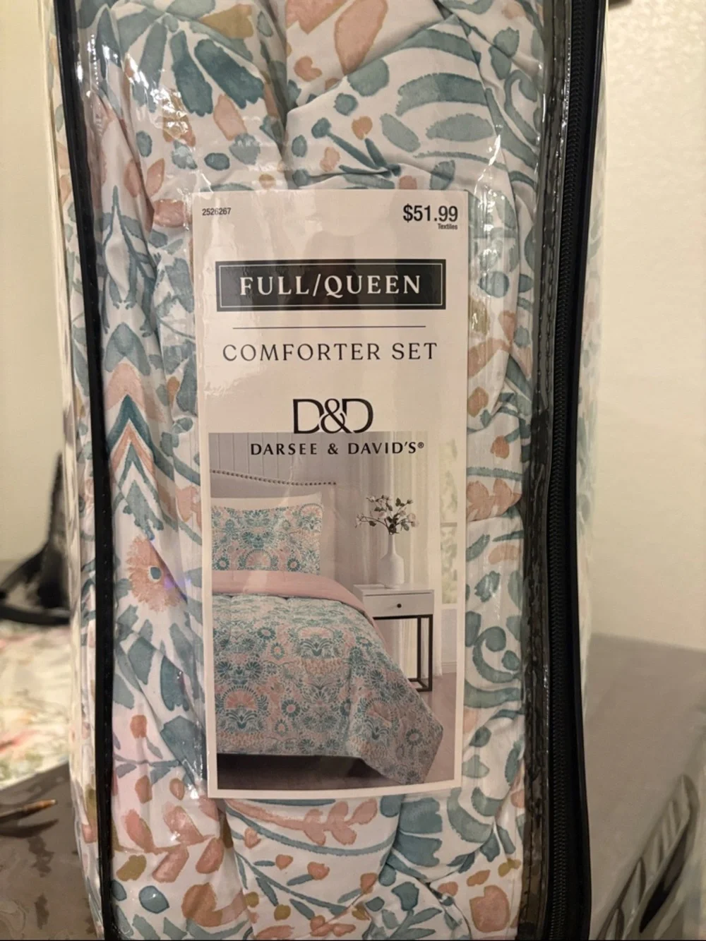 Pink and Teal Floral Comforter Set - Full/Queen